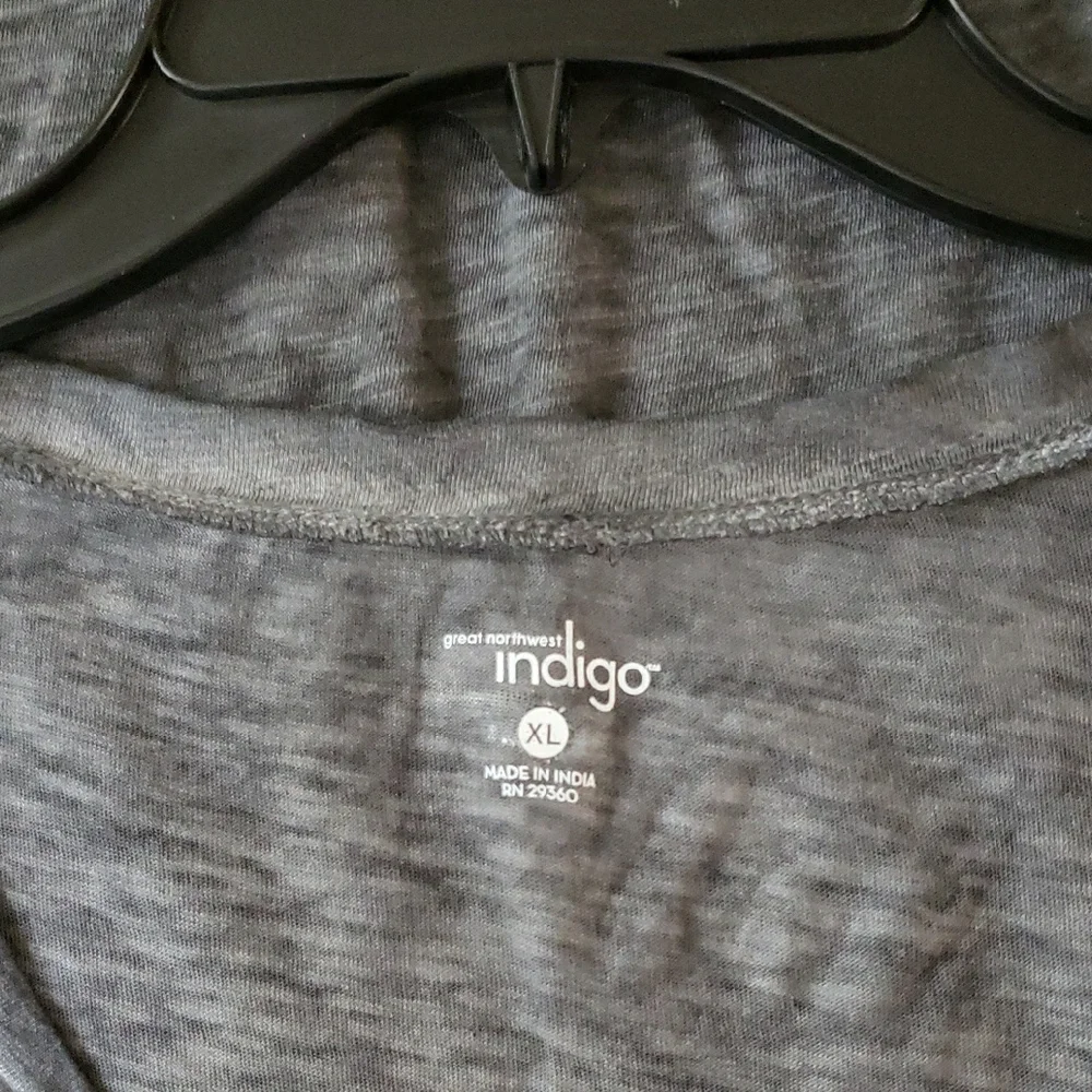 Great Northwest Indigo Gray Long Sleeve, V-Neck Blouse - Picture 3 of 7